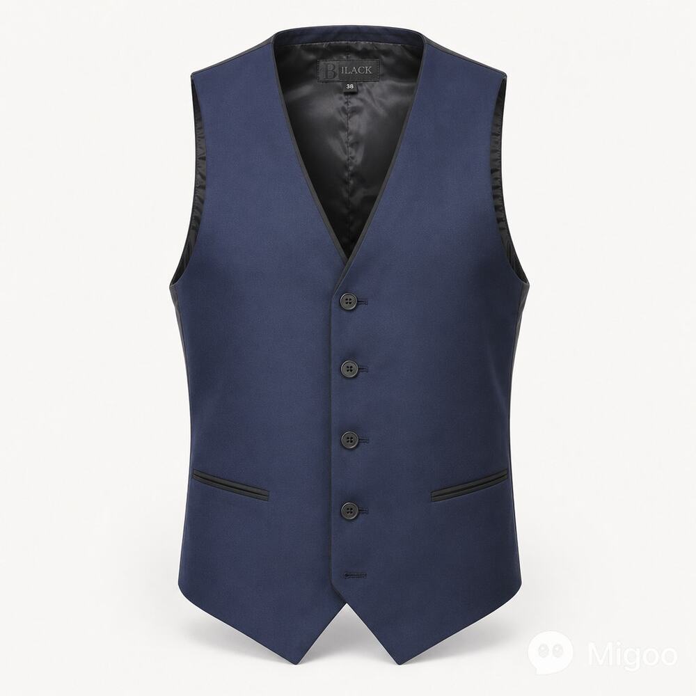 BLACK by Vera Wang Mens Black & Blue Vest Waistcoat Sz XS